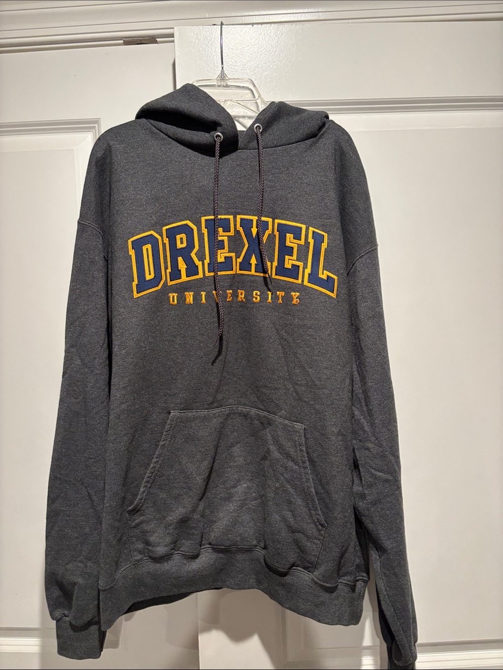 Champion Charcoal Hoodie with Yellow Drexel Logo